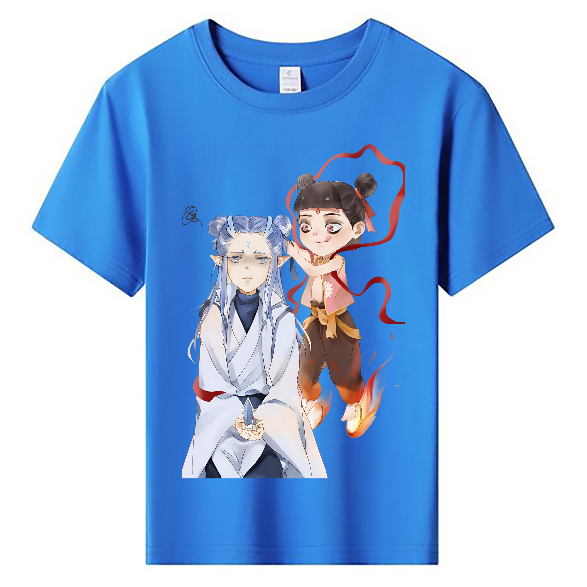 （画像用） Ne Zha 2 ナタ 魔童の大暴れ 綿100％キッズTシャツ（フロントプリント）